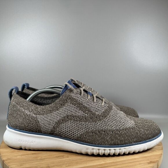 Cole Haan ZeroGrand Gray Stitchlite Wingtip Oxford Shoes C26927 Mens Size 11.5 - Picture 1 of 8
